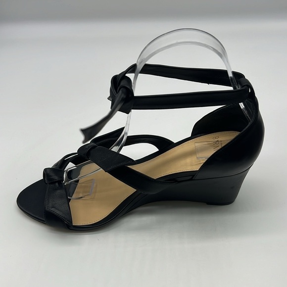 Alexandre Birman - Lolita Giana Anabela Black Leather Bow Embellished Wedge 38 - Picture 7 of 15